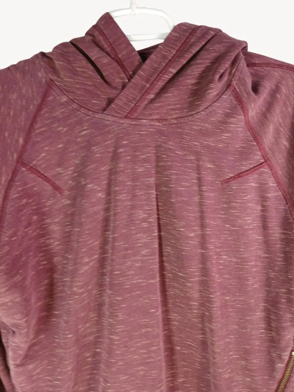 Lululemon Womens Burgundy Hoodie Om Roam Size 8 Heathered Berry Side Zippers - Picture 2 of 16